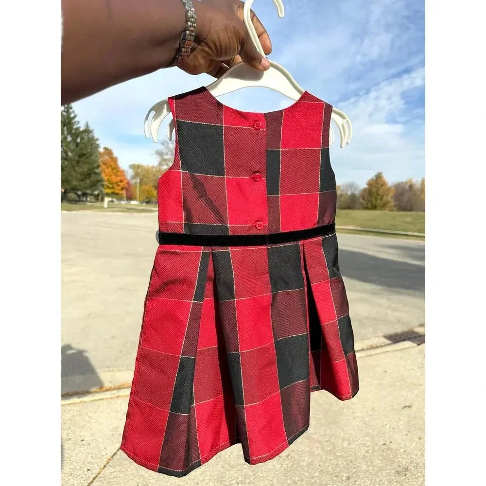 The‎ Children’s Place Christmas Red And Black Plaid Baby Girl Dress 12-18 Months - Picture 11 of 11